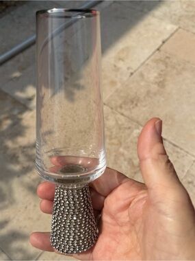 Crystal Champagne Flute with Rhinestone Silver Base - l